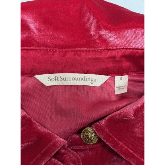 Soft Surroundings Top Womens Small Red Velvet Tunic Long Sleeve Holiday Stretch - Picture 6 of 9